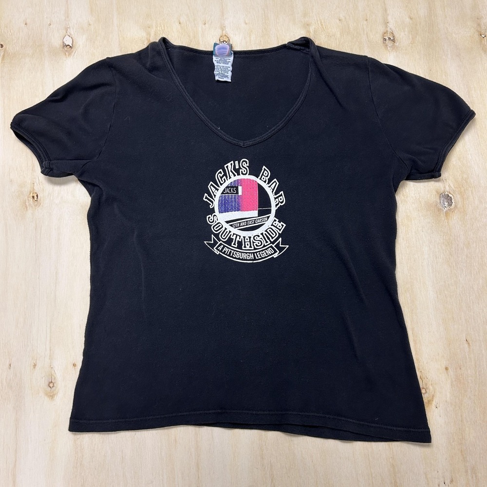 Vintage Jack's Bar Southside Avanti Shirt Womens XL Black Pittsburgh Tee T-Shirt